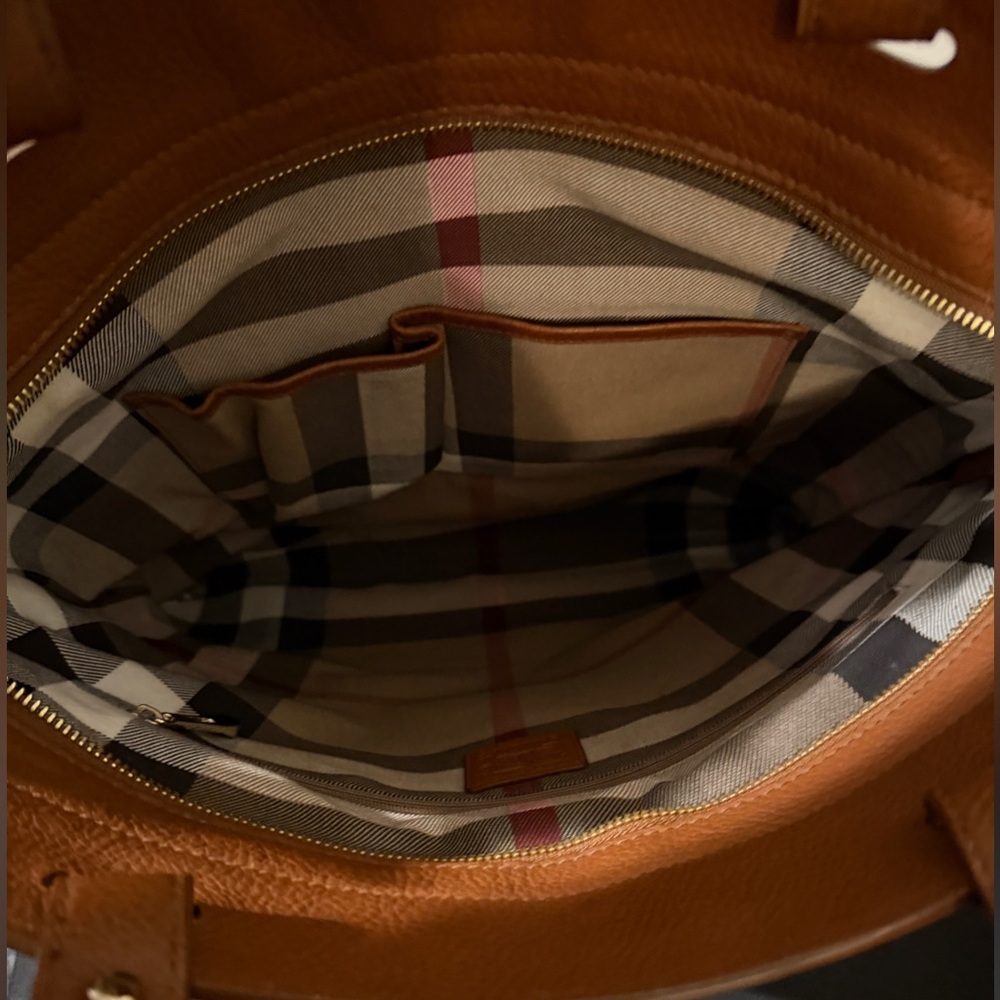 Burberry Stowell Roll Up Tote Brown Light Beige Canvas Fabric Bag - Picture 6 of 6